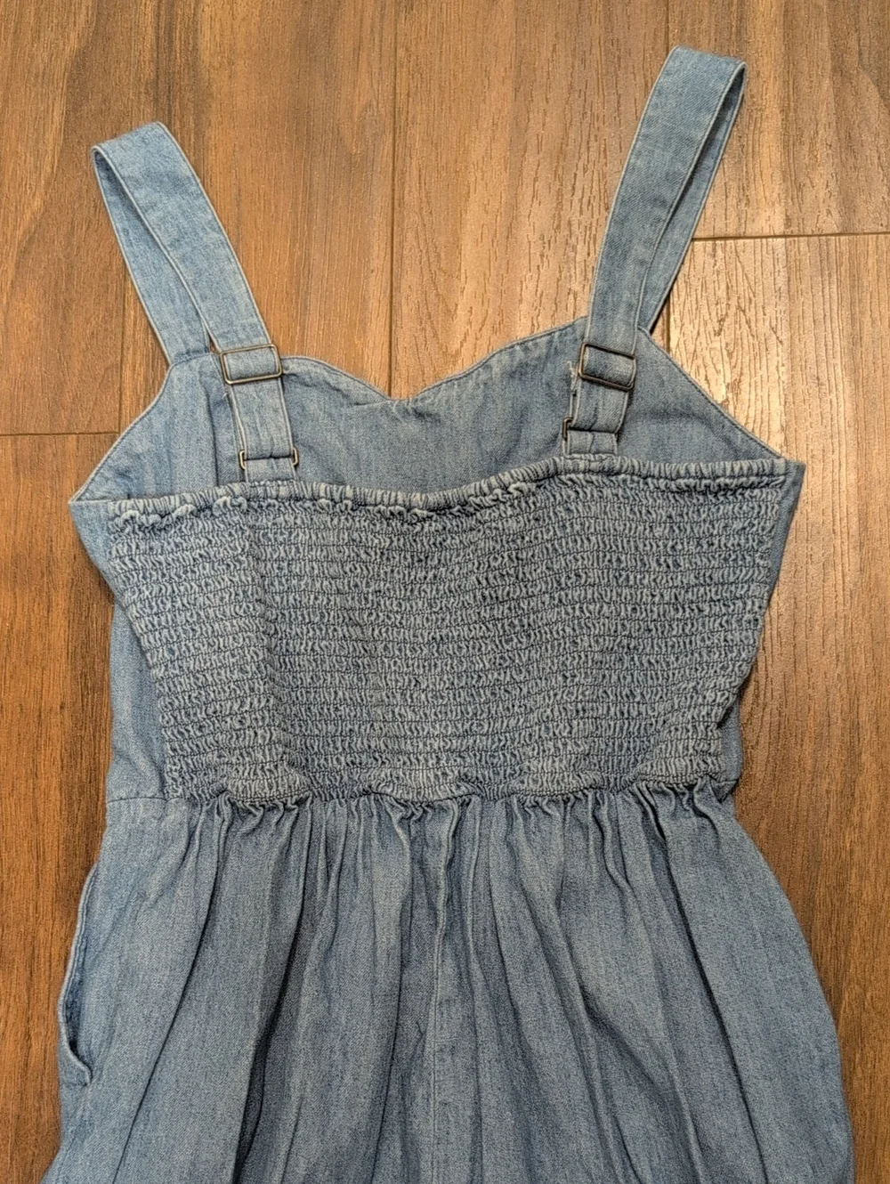 Old Navy Light Blue Jean Wide-Leg High Waisted Jumpsuit With Pockets
